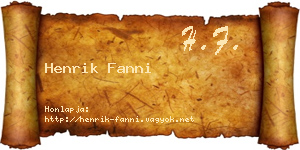 Henrik Fanni névjegykártya